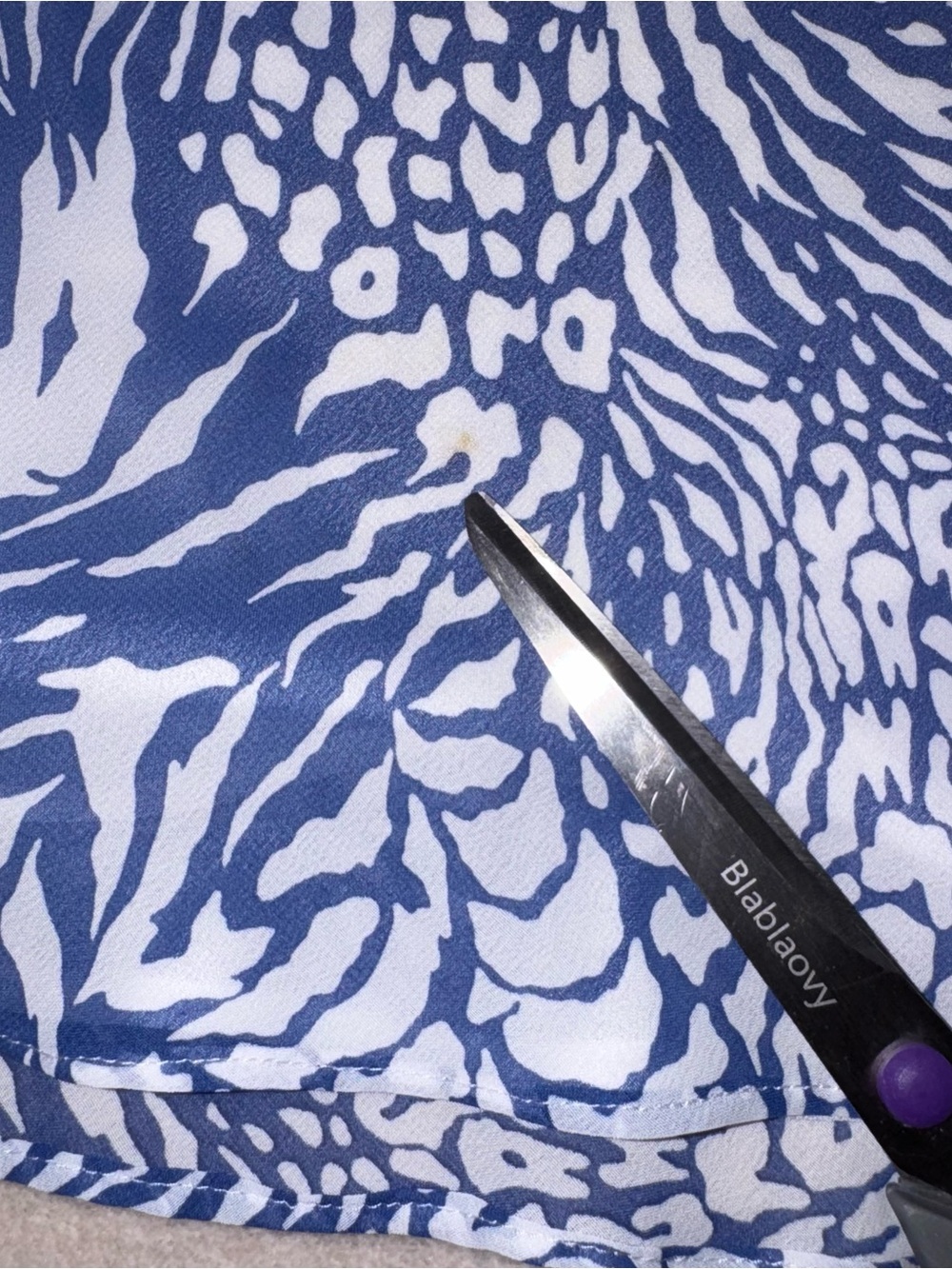 Blue & White Printed Midi Skirt — Flowy A-Line - Picture 11 of 11